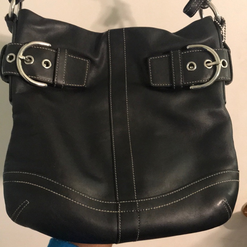 Authentic black leather COACH bag